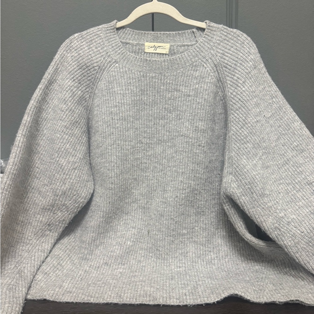 Carly Jean Los Angeles Light Gray Crew Neck Sweater